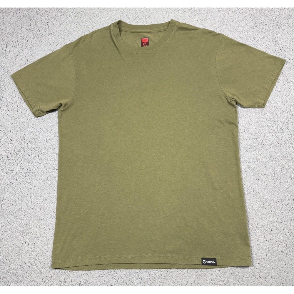 Origin Shirt Mens Medium Green Core Tee Tagless Crewneck Solid Casual Made USA‎